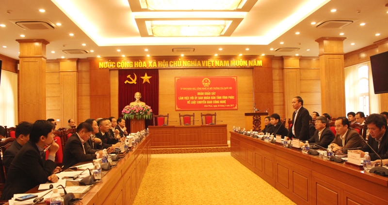 Ủy ban Khoa học, Công nghệ và Môi trường của Quốc hội khảo sát tình hình ứng dụng, chuyển giao công nghệ tại Vĩnh Phúc